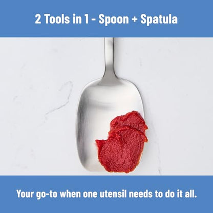 Misen Scraper Chef Spoon – Stainless Steel Cooking Spoon and Spatula Hybrid for Flipping Burgers Tossing Vegetables Scraping Pots Serving Casseroles and Everyday Kitchen Prep - style: Scraper Spoon