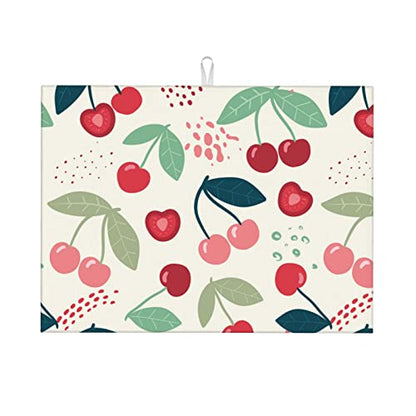 Large Dish Drying Mats For Kitchen Counter Microfiber Kitchen Drying Mat XL Draining Pad Absorbent Quick Drying Dish Mat 18x24 Inch - Cherry - color: Cherry
