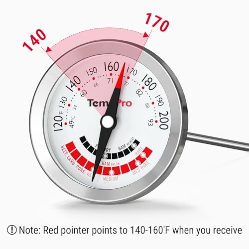 TempPro APT200 Meat Thermometer for Cooking with Extra-Large 2-Inch Dial, Analog Dial Food Cooking Thermometer for Poultry, Ham, Pork, Beef Candy Making Accessory (Previously ThermoPro) - size: Analog