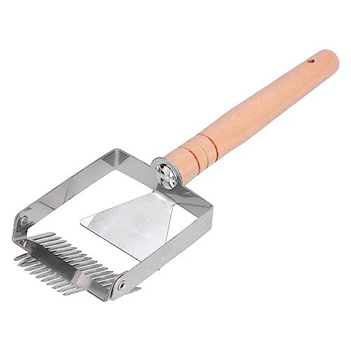 Qiilu Honey Scraper Tool Uncapping Fork Double Head Honey Cutting Fork Beekeeping Equipment for Beekeepers (Double-Ended Wooden Handle)