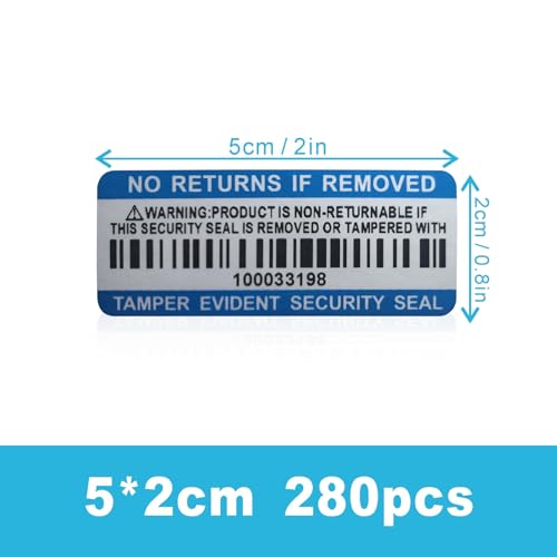 Tamper Evident Proof Barcode Stickers with Individual Serial Number Security Warranty Void Sticker,Sealing Label for Package(280pcs 2x0.8in Blue Matte Silver) - style: 280pcs Blue silver