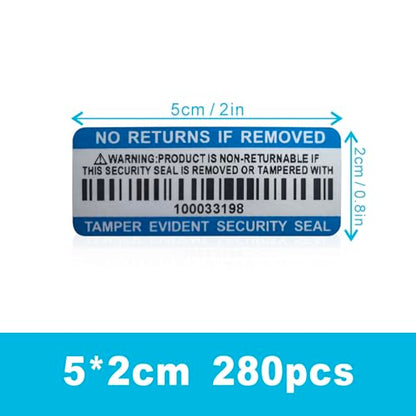 Tamper Evident Proof Barcode Stickers with Individual Serial Number Security Warranty Void Sticker,Sealing Label for Package(280pcs 2x0.8in Blue Matte Silver) - style: 280pcs Blue silver