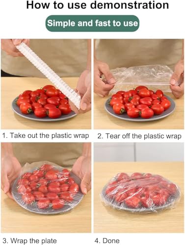 100Pcs Fresh Keeping Bags,Reusable Food Storage Covers, Stretchable Plastic Wrap Bowl Covers with Elastic Edging Stretch (100)