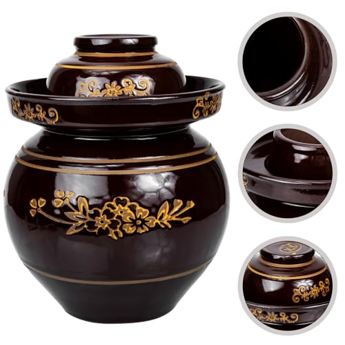Ceramic Pickle Jar 5.5lb Traditional Chinese Style Fermentation Crock with Sealed Lid Vegetable Fermenting Sauerkraut Container for Home Kitchen Storage Color Color