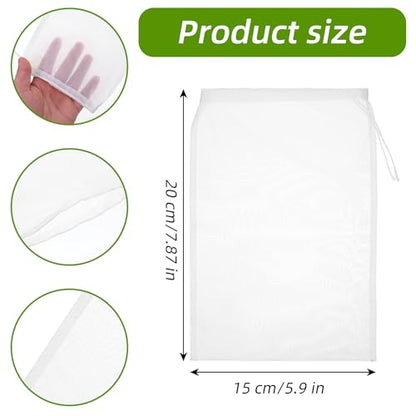 6 Pcs Nut Milk Bag, 7.87 x 5.9 Inch Reusable Nylon Cloth Bags 200 Mesh Cheese Cloth Bag Fine Mesh Bags for Straining Fruit Juice Soup Cheese Coffee Tofu Yogurt Tea