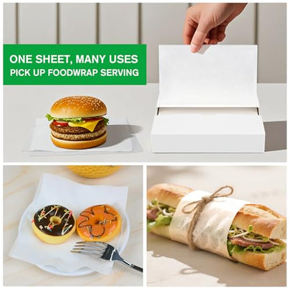 EcoDispose Precut POP UP Deli Paper Sheet Pack of 200, Interfolded Heavy Paper for Food Wrap and Serving (6" x 10-1/2", White） - color: White, size: 6“x10.5”inch