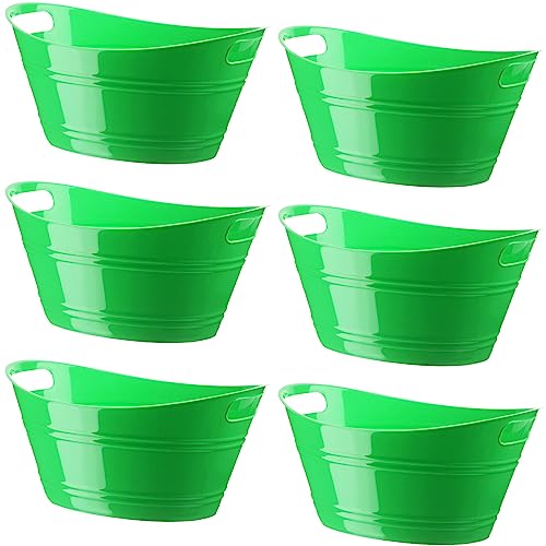 Patelai 6 Pcs Ice Buckets Bulk, Plastic Ice Buckets with Handles, Oval Storage Tub, Large Capacity Drink Tub for Party Bar Wine Beer Champagne Beverage Bottle Cooler(4.5 Liter,Green) - color: Green, size: 4.5 Liter