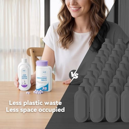 Floor Cleaning Tablets Kit Compatible with Tineco Cleaning Solution, 200 Count Lavender Scent Multi-Surface Floor Cleaner Tablets with 250ml Mixing Bottle, for All Robot Vacuum Mop Hardwood Tile