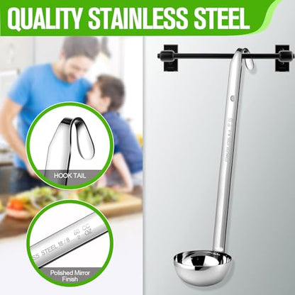 meekoo 1 Pieces Stainless Steel Ladle Soup Handle Ladle with Pouring Rim for Kitchen Cooking Soup Sauce (2 oz) - size: 2 oz