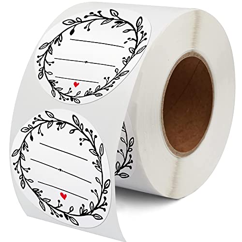 500 Pcs Jar Label Stickers Wreath Design Self-Adhesive Jar Labels for Storage Bin Food Container Canning Spice Oil Bottle Cosmetic Organizing Gift Tags Mason Jars Craft Stickers 2 Inch White - style: White Garland