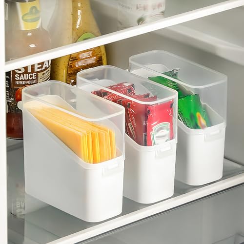 Food Storage Containers with Lids Sliced Cheese Container for Fridge Stackable Multifunctional Stackable 1PCS - color: White