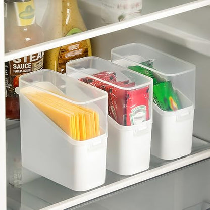 Food Storage Containers with Lids Sliced Cheese Container for Fridge Stackable Multifunctional Stackable 1PCS - color: White