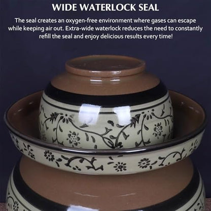 Traditional Chinese Ceramic Fermentation Crock With Lid, Stoneware Sauerkraut Pickling Jar, 1 Pcs(6.5L) - size: 6.5L