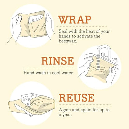 Bee's Wrap Vegan Beeswax Wraps for Food - 3 Pack of Assorted Beeswax Wraps - Small, Medium & Large Wrap - Plastic Free Made in USA Reusable Natural Food Wrap - Meadow Magic Print - style: Vegan Meadow Magic