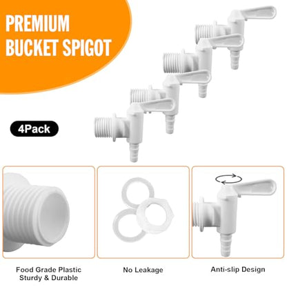 Fermentaion Bucket Spigot 5 Gallon Bucket Spigot, 4 Pack Plastic Bottling Bucket Fermenting Bucket Spigot for 5 Gallon Homebrew Wine Making Beer Fermenting Bucket Fermenter - size: 4 Pack