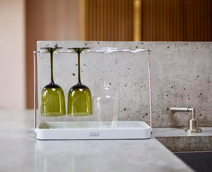 Joseph Joseph DrySmart Folding Stemmed Wine Glass Drying Rack, Space-Saving Draining Board Organizer, Made from Recycled Plastic - style: Wine Glass