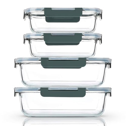M MCIRCO [80 oz & 36 oz Extra Large Glass Food Storage/Baking Containers Set with Lids, 2 Pack 80 oz(10 cup)&2 Pack 36 oz (4.5 cup) Airtight Glass Container,Microwave,Oven,Freezer and Dishwasher - color: gray