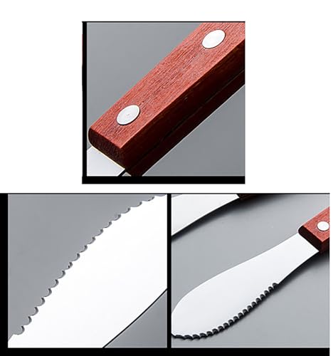 나무 손잡이가 달린 치즈 스프레더, 20.3cm(8인치) 스테인리스 스틸 버터 나이프 2개, 치즈, 케이크, 크림 및 빵용 (2)