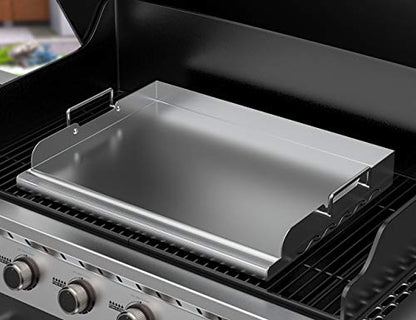 Skyflame Universal Stainless Steel Griddle Flat Top Plate with Even Heating Bracing for BBQ Charcoal/Gas Grills, Camping, Tailgating, and Parties 17" x 13" - size: 17" x 13" x 2.2"