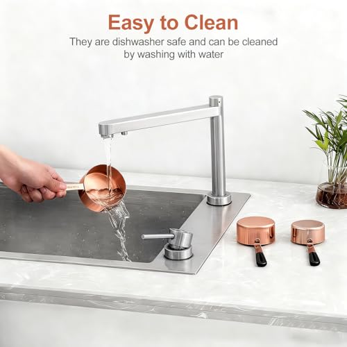 Bopei Measuring Cups and Spoons Set, Rose Gold Plated Stainless Steel 10 Piece for Cooking and Baking (5 Cups + 5 Spoons RoseGold) - color: Rose Gold
