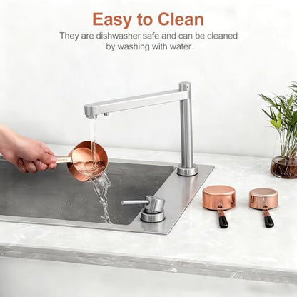 Bopei Measuring Cups and Spoons Set, Rose Gold Plated Stainless Steel 10 Piece for Cooking and Baking (5 Cups + 5 Spoons RoseGold) - color: Rose Gold