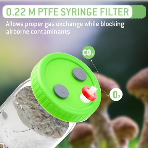 FOUR E'S SCIENTIFIC 8 Pcs Mason Jar Lids | With 8 PTFE 0.22μm Filters & 25 Rubber Stoppers, Fit 86mm Wide Mouth Mason Jars