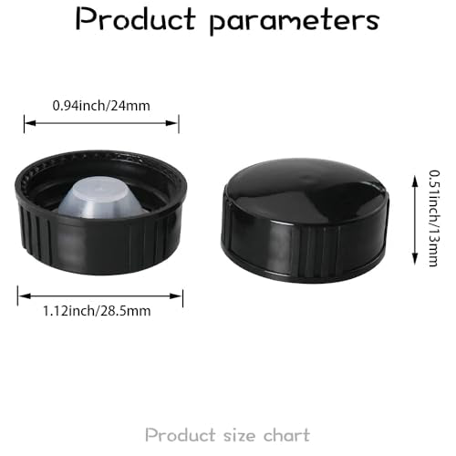12pcs Phenolic Resin Cover 24mm Black Poly Seal Screw Caps, Plastic Lids Amber Boston Round Glass Beer Bottles Poly Cone Cap, Brewing Wine Jug Cap for Daily Chemicals, Food, Cosmetics Bottles - color: Black,24mm