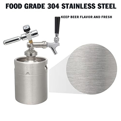 Mini Stainless Steel Beer Keg,Portable Home Dispenser System to Keep Fresh for Home Kitchen Brewing Beer,Keeps Carbonation for Craft Beer Draft and Homebrew,2L - size: 2L