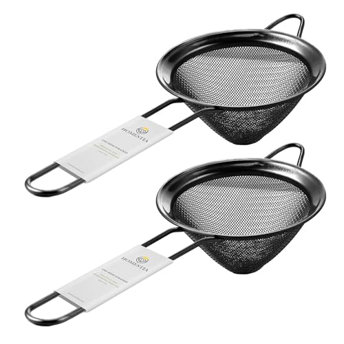 Homestia Kitchen 304 Stainless Steel Fine Mesh Strainer For Kitchen - Sieve Sifters For Food, Tea, Rice, Oil, Noodles, Fruits, Vegetables - Rust-Proof Drink Strainer (Black, 2 Pieces) - color: Black, size: 2PCS