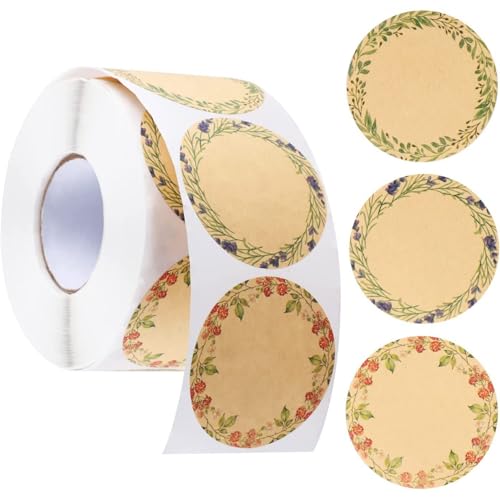 500PCS Canning Label Stickers for Jars and Lids,2Inch Round Jars Labels for Mason Jar,Wreath Designs Kraft Sticker Labels for Food Containers Candle Pantry Spice Lids Bottle Labels (Brown2) - color: Brown2
