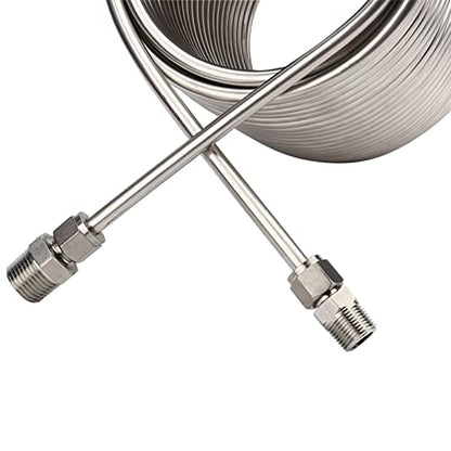 Cooling Coil Pipe, Stainless Steel Immersion Wort Chiller 1/2" & 3/8" Port & Spiral Tube Coil Homebrew Beer/Wine Heat Exchangers Coil