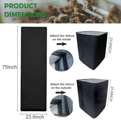 Bee Hive Wrap for Winter for 8 Frame Hives Beekeeping Supplies,3 Layers 600D Oxford Cloth Bee Box Comfort Protective Cover,Waterproof,Windproof and Coldproof Wrap