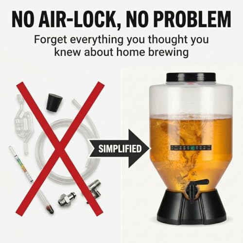 Conical Fermenting System - NO AIRLOCK OR Siphon Required - Made of BPA Free Food Grade Plastic that imparts Zero unwanted Flavors into Your Brew!