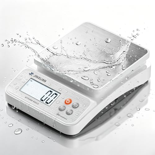 Large Kitchen Scale 5kg/11lbx0.1g Waterproof Digital Food Scale for Kitchen Rechargeable Food Weighing Scale Grams and Ounces with LCD Display USB Cord for Baking Cooking Weight Loss Meal Prep - color: Silver