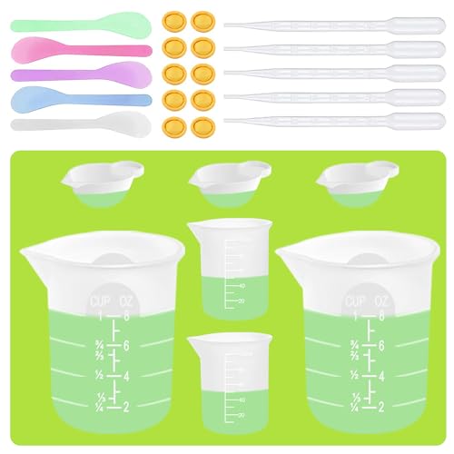 Silicone Measuring Cups for Resin Supplies,Resin Kit for 250ml &100ml Non-Stick Mixing Cups,Silicone Cups for Resin Molds,Epoxy Resin Cups,Cooking,Casting Molds,Jewelry Makin,DIY Crafts - size: 250ml - 10ml