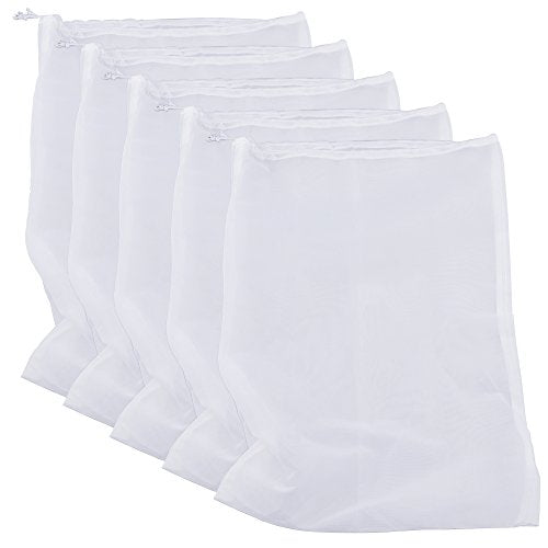 75 Micron Nylon Straining Bag Fine Mesh Food Strainer Bag, Multi Purpose Filter Bag for Nut Milk, Juice, Cold Brew, Home Brewing (17.72" x 11.81", 5 Packs) - color: 5 Packs, size: 17.72" x 11.81"