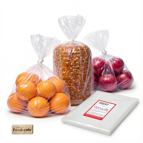 Wowfit 100 CT 12x18 Inch 1.1 Mil Clear Plastic Flat Open Poly Bags – Great for Bread, Food Storage, Sandwiches, Pizza, Cotton Candy, Hats, Plates, and More - size: 12"x18"-100pcs