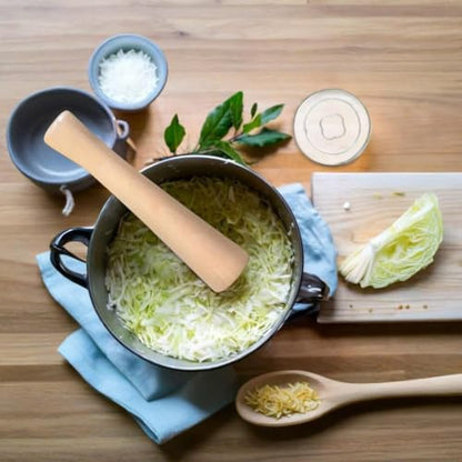 Natural Wood Sauerkraut Pounder 12” Heavy Duty Vegetable Cabbage Fermentation Jar Tamper Croker Kitchen Fermenting Food Tool for Wide & Regular Mouth Mason Jar