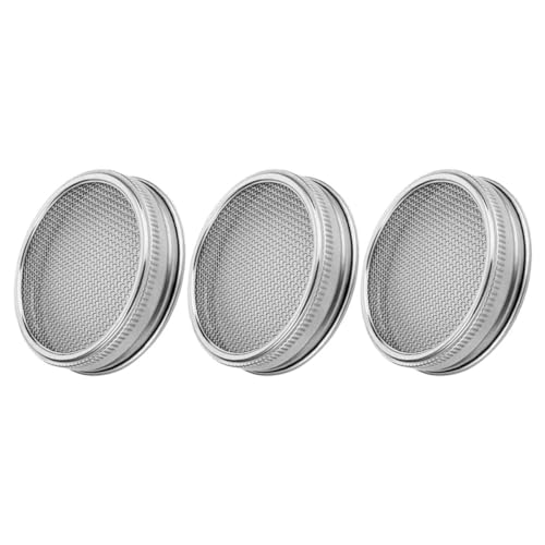 PRETYZOOM 3pcs Stainless Steel Sprouting Jar Lids for Wide Mouth Jars Food Grade Mesh Covers for Efficient Germination Easy to Clean for Home and Agricultural Use - size: 8.60X8.60X1.00CM