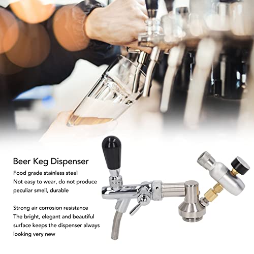 Draft Beer Dispenser, Silver Stainless Steel Beer Keg Dispenser - Odorless, And Regulator Pressure Gauge Accessory Kit For Home Brewing