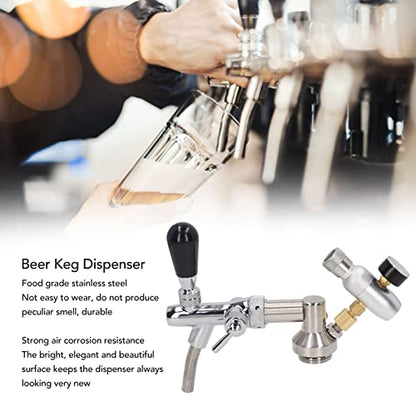 Draft Beer Dispenser, Silver Stainless Steel Beer Keg Dispenser - Odorless, And Regulator Pressure Gauge Accessory Kit For Home Brewing