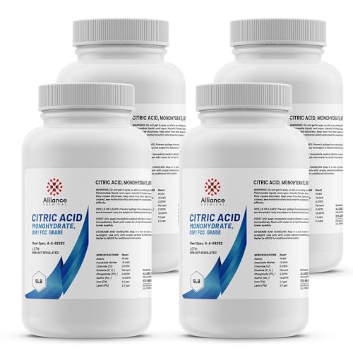 Alliance Chemical Citric Acid Monohydrate - 20 lbs. (4 Pack) - USP Food Grade | pH Regulator, Preservative, Food Grade Phosphoric Acid Alternative - size: 4 Pack (20 lbs.)