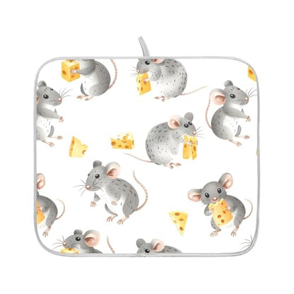 ALAZA Cute Mouse with Cheese Dish Drying Mats Absorbent Microfiber Drying Pad Kitchen Countertop Draining Mat 18 x 24 Inches - size: 18" x 24"