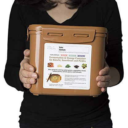 Authentic Crazy Korean Cooking Kimchi Container 0.9 Gal (3.4L) 2 PACK - size: 0.9 Gal (3.4L) 2 PACK