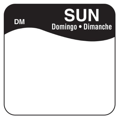 DayMark Safety Systems DissolveMark IT110072-7-SUN Day of the Week 1" x 1" Dissolvable Label, Sun, Black, Roll of 500