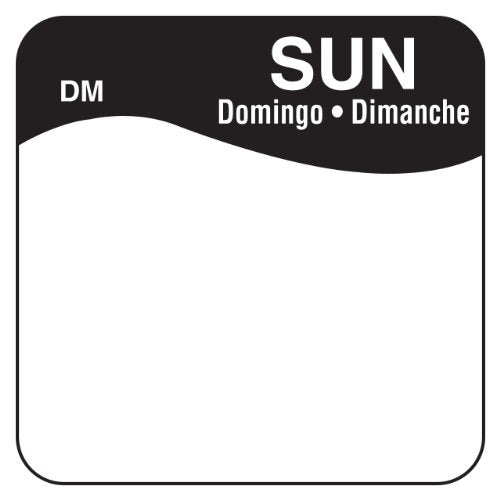DayMark Safety Systems DissolveMark IT110072-7-SUN Day of the Week 1" x 1" Dissolvable Label, Sun, Black, Roll of 500