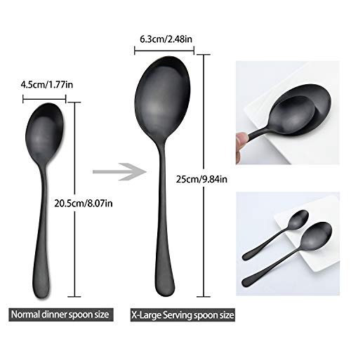 Large Serving Spoons, Matte Black Stainless Steel Serving Spoon 2 Pcs | 9.8Inch-Catering Spoons Solid Serving Utensils Big Serving Utensil for Buffet, Parties, Catering - color: 2Pcs-Black Large Serving Spoons