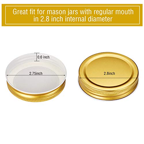 Chuangdi 30 Packs Mason Jar Lids Bulk Regular Mouth Canning Lids Leak Proof Secure Mason Storage Solid Caps(Gold,Steel) - color: Gold