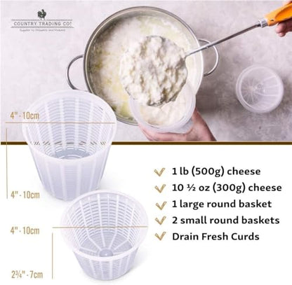 Cheesemaking Molds - Ricotta Cheese Draining Baskets for Home Cheese making Made in Italy - size: Set of 5