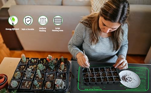 LOCONHA Seedling Heat Mat for Seed Starting,10" x 20.75" Waterproof Heating Pad for Indoor Plants Germination (Black 2 Pack) - color: Black 2 Pack